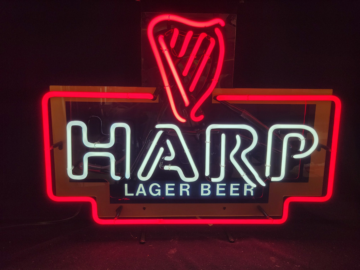 Harp Border Harp Plex Neon Sign (White & Ruby)