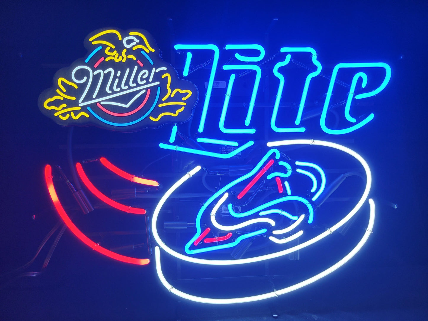 Lite Colorado Avalanche Logo Hockey Puck Swoosh Miller Crest Box Neon Sign