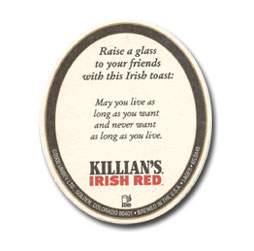 Killian's toast beer coaster
