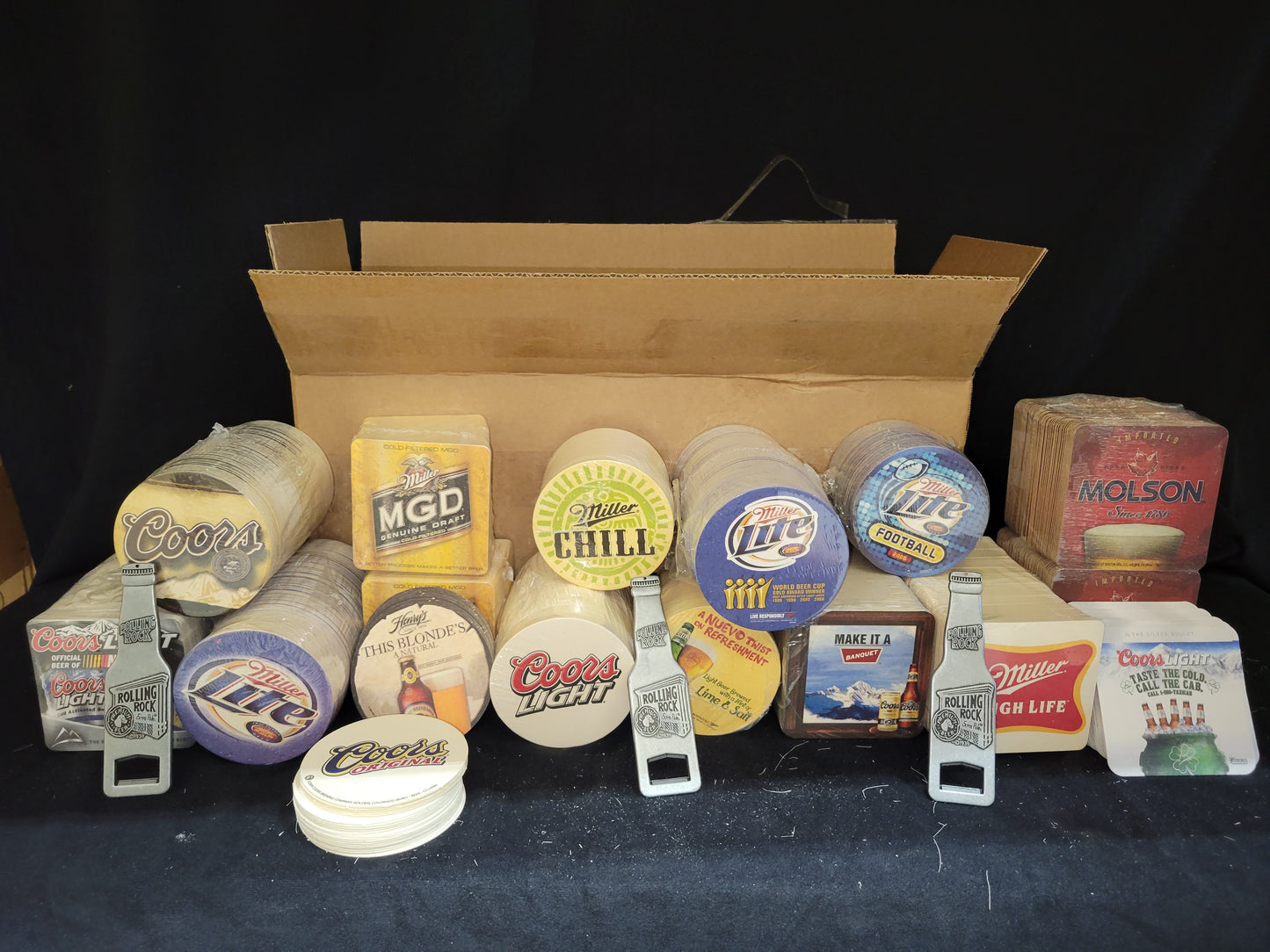 1000 assorted Miller and Coors Beer coasters
