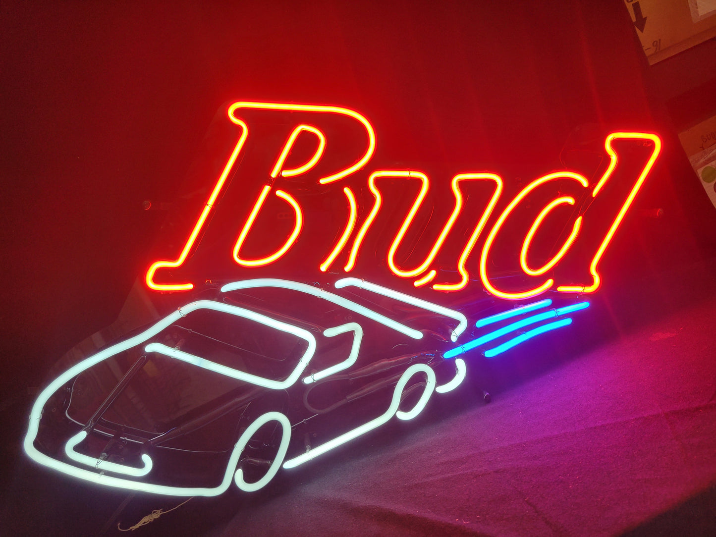 Bud nascar neon beer sign