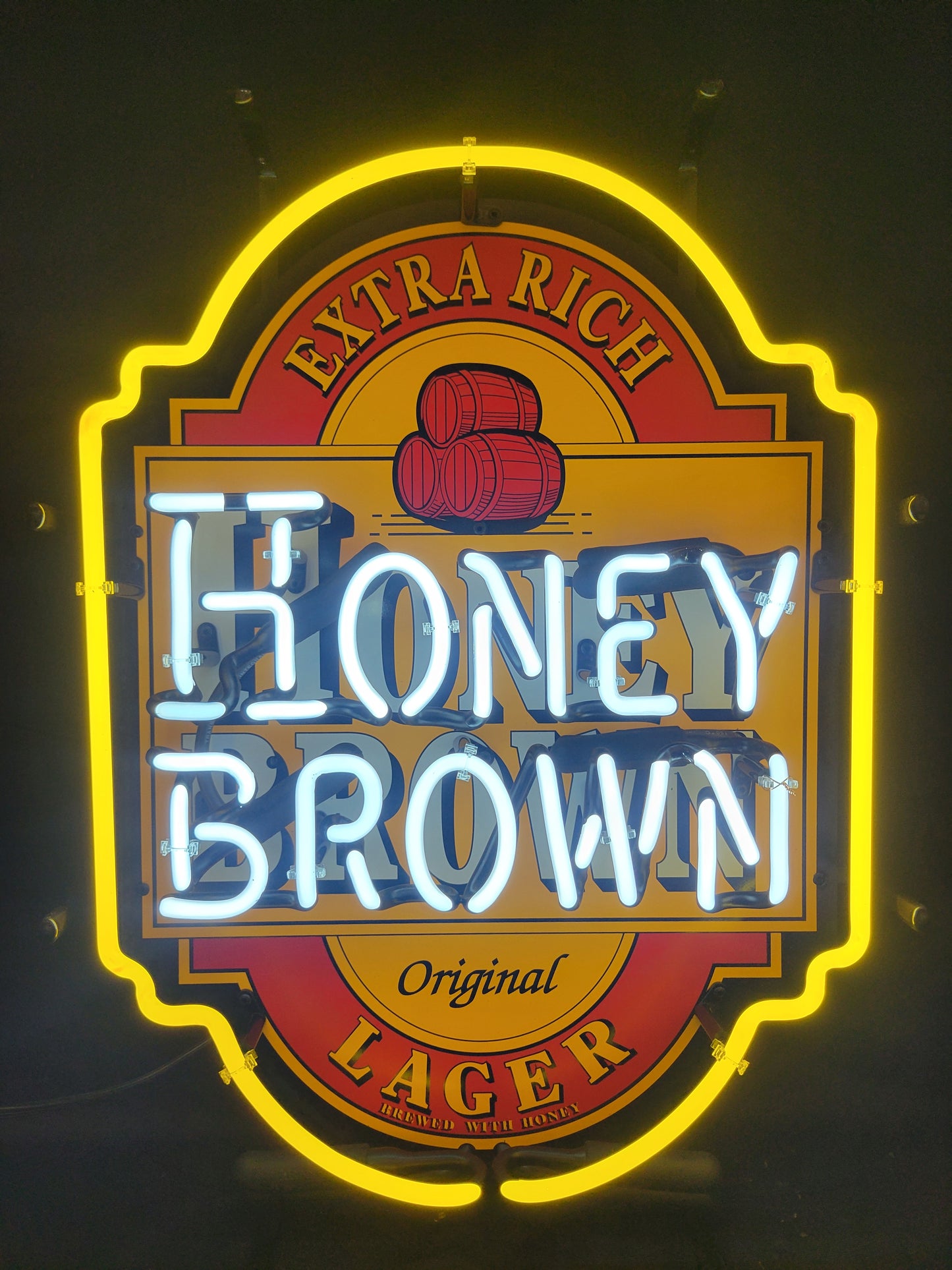 Honey brown neon beer sign