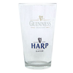 Beer Pint Glass - The Authentic Half & Half Guinness & Harp