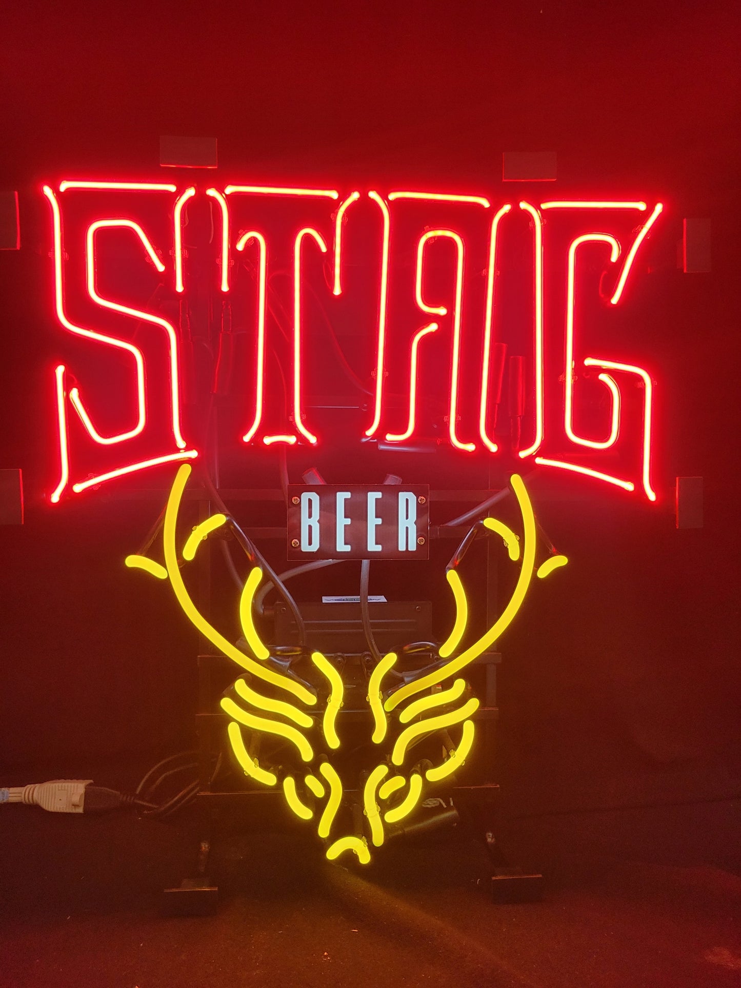 Stag Beer Plate Stag Head Neon Sign