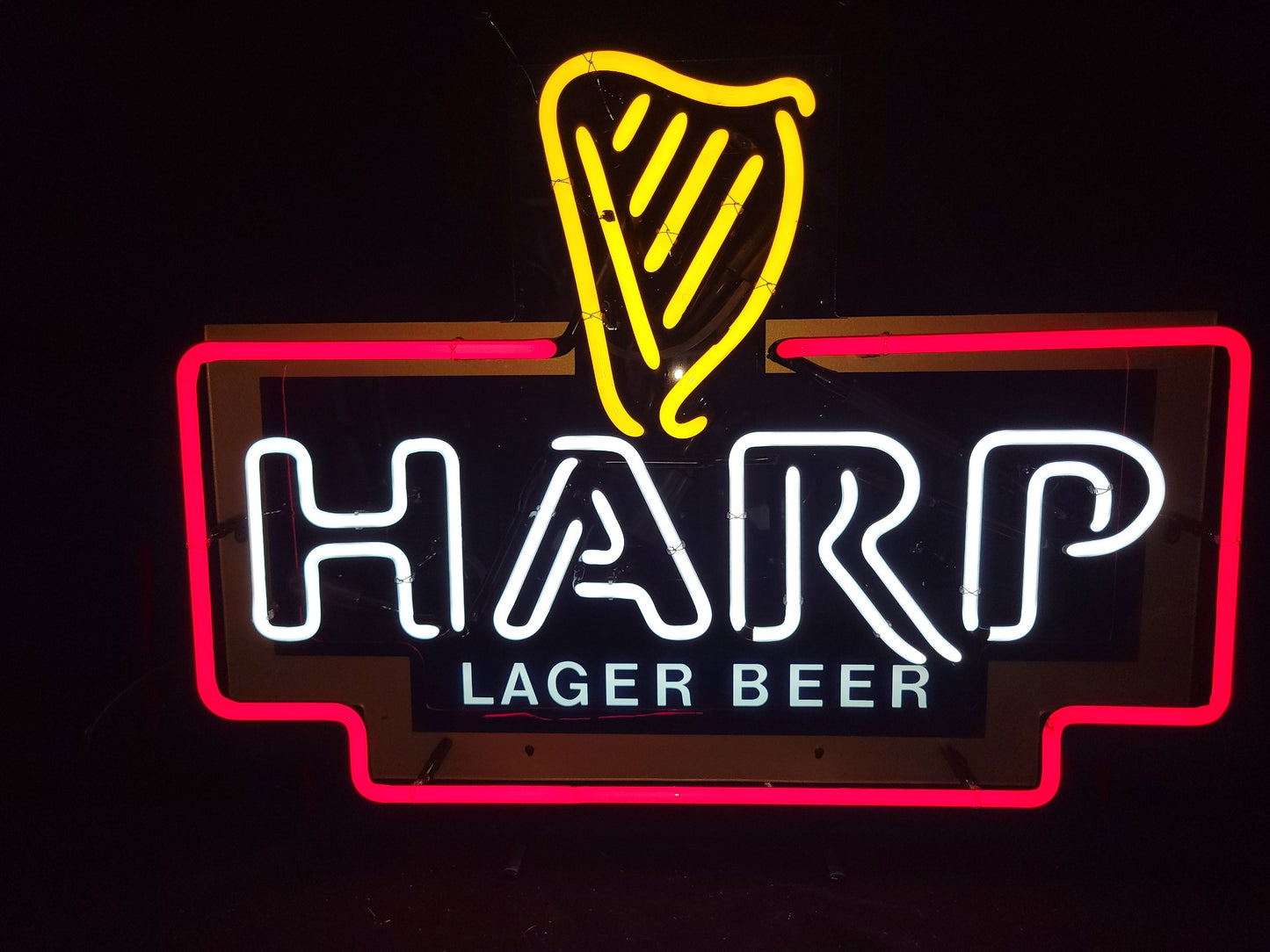 Harp Border Harp Plex Neon Sign (White, Yellow & Ruby)