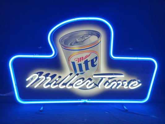 Lite Can Box Miller Time Border Neon Sign