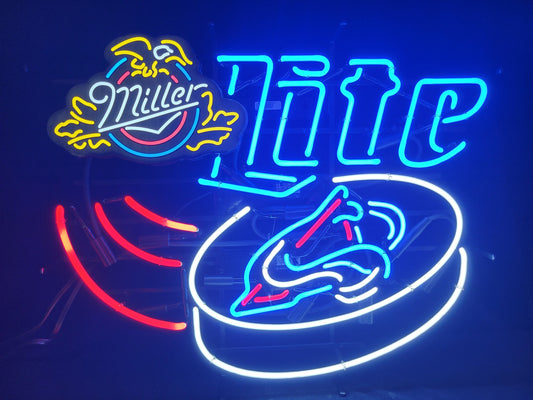 Lite Colorado Avalanche Logo Hockey Puck Swoosh Miller Crest Box Neon Sign
