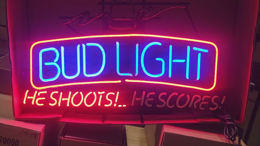 Bud light animated hockey neon beer sign