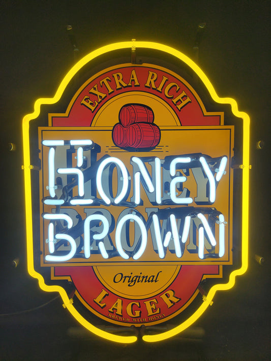 Honey brown neon beer sign
