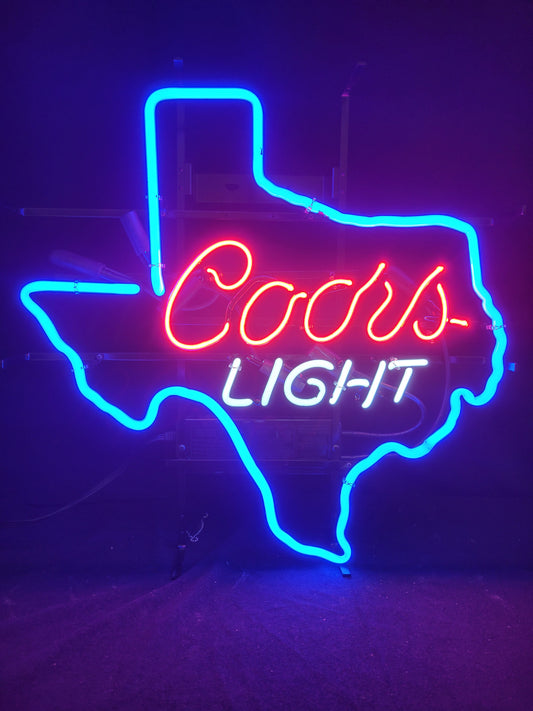Coors light texas map neon beer sign